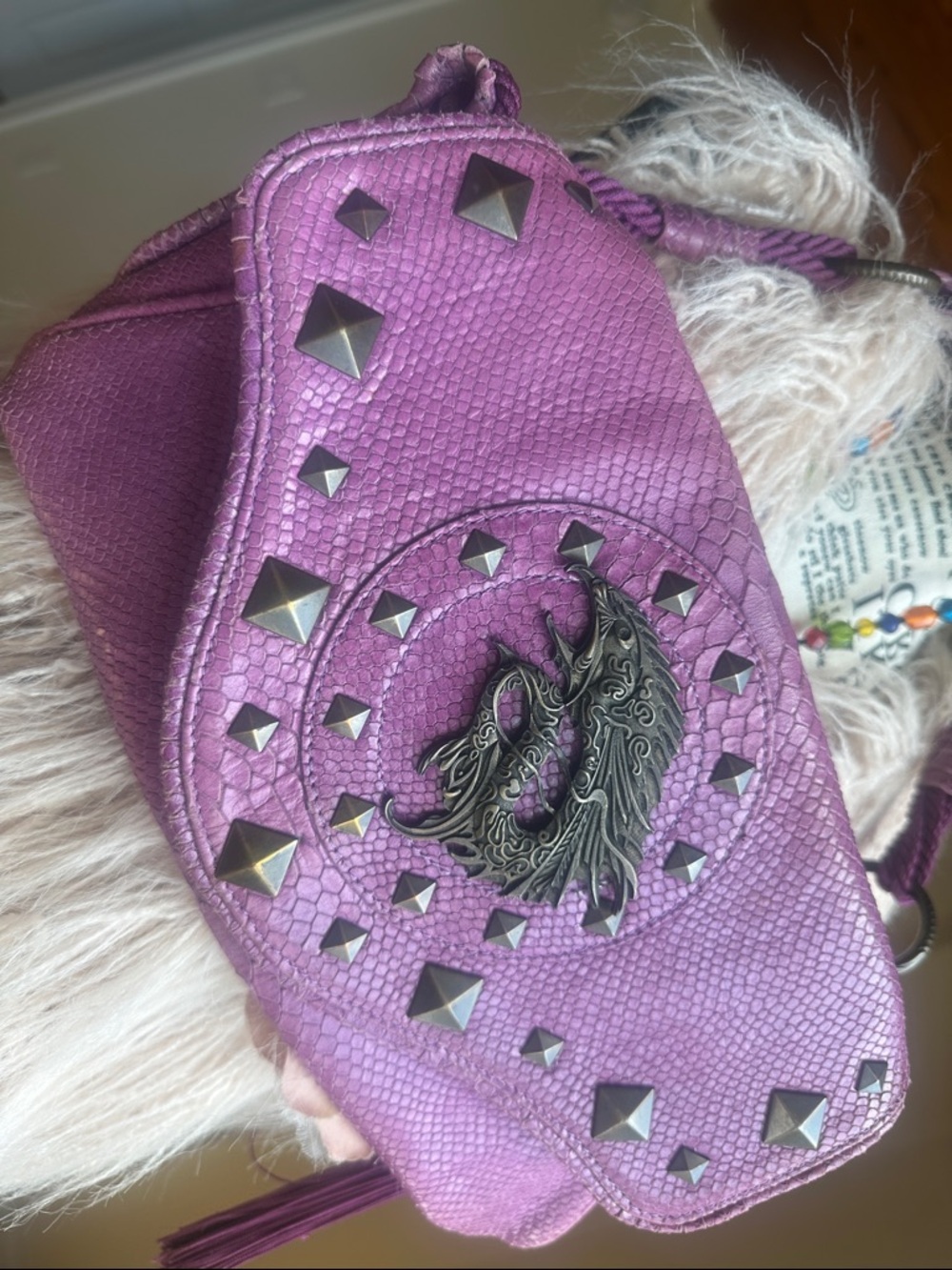 Just Cavalli lilac Animal-Print Interior handbag